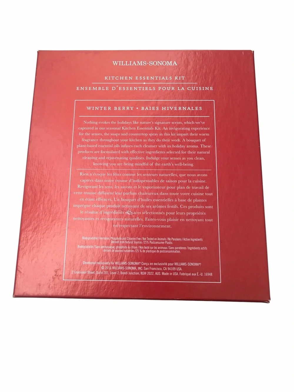 Williams Sonoma Kitchen Essentials Kit Winter Berry